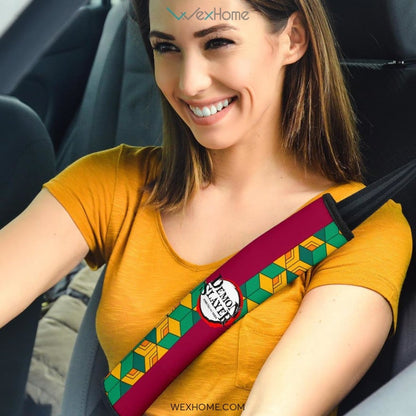 Demon Slayer Anime Seat Belt Covers | Shinobu And Giyuu Love Couple Belt Covers