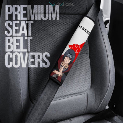 Naruto Anime Seat Belt Covers | Itachi Ninjutsu Akatsuki Cloud Red And White Belt Covers