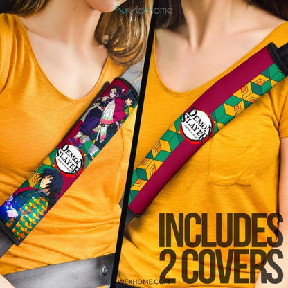 Demon Slayer Anime Seat Belt Covers | Shinobu And Giyuu Love Couple Belt Covers