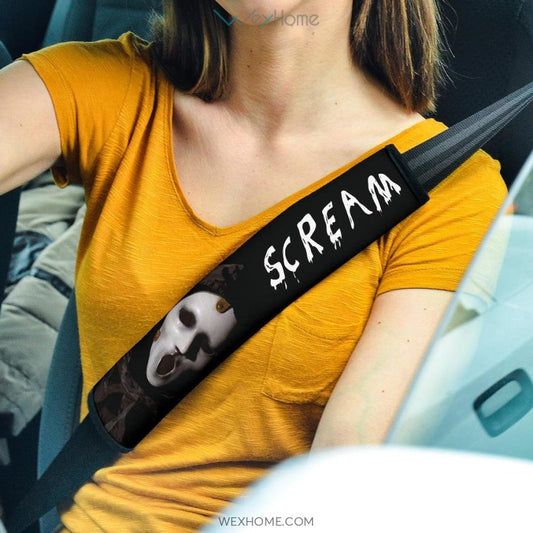 Horror Movie Seat Belt Covers | Scream Out Screaming Ghost Face Mask Belt Covers