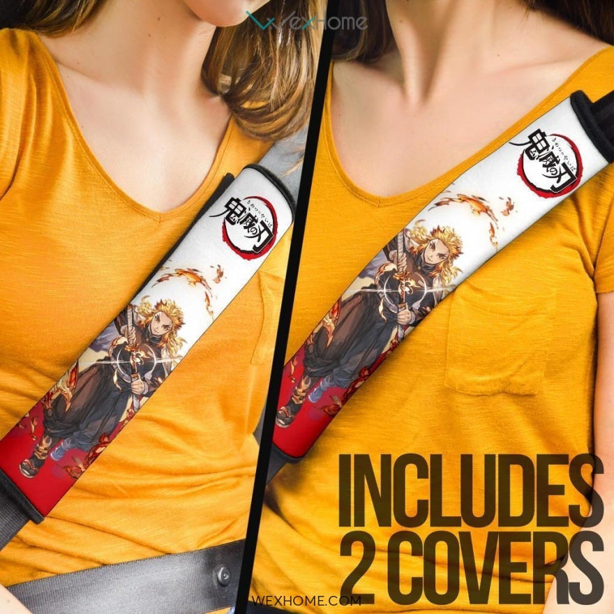 Rengoku Seat Belt Covers Demon Slayers Anime Car Accessories