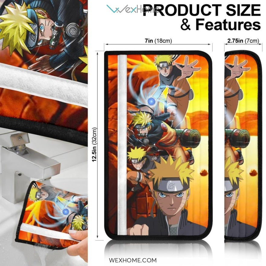 Naruto Anime Seat Belt Covers - Naruto Vs Sasuke Power Final Battle Valley At Sunset Belt Covers