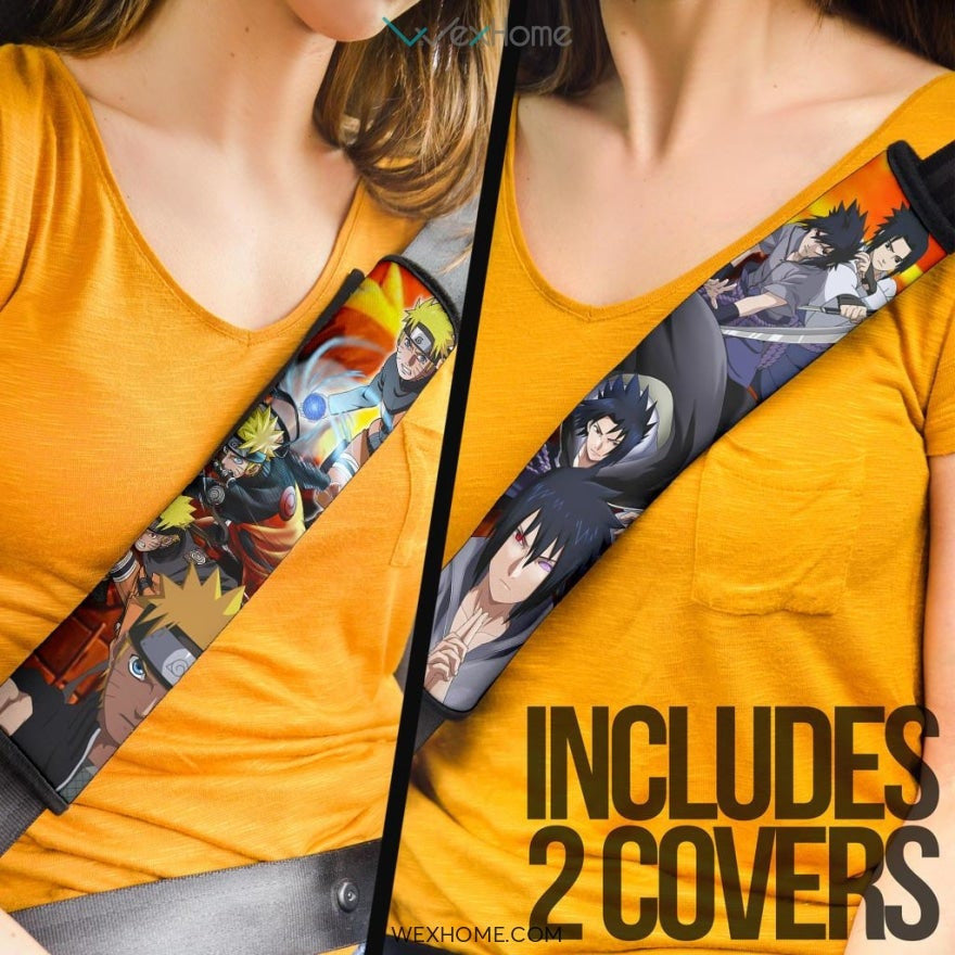 Naruto Anime Seat Belt Covers - Naruto Vs Sasuke Power Final Battle Valley At Sunset Belt Covers