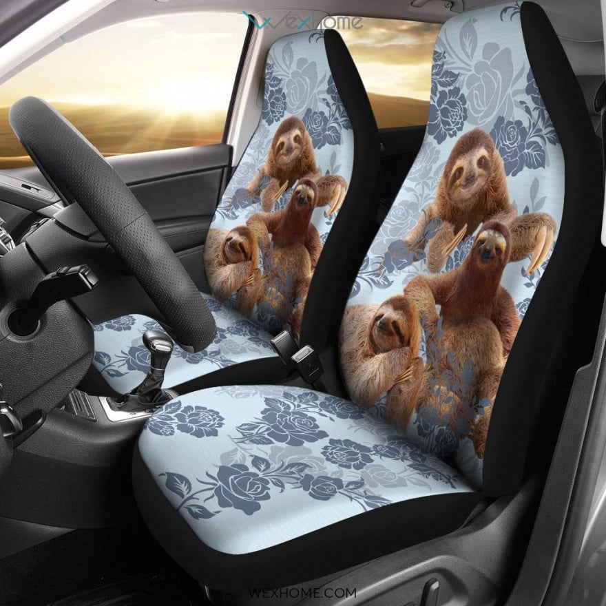 2pcs Sloth Car Seat Cover
