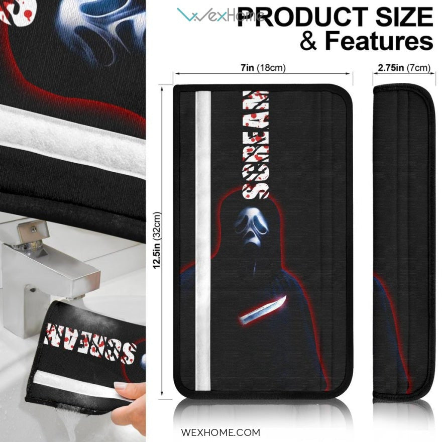Horror Movie Seat Belt Covers | Ghost Face Hunting With Knife Belt Covers