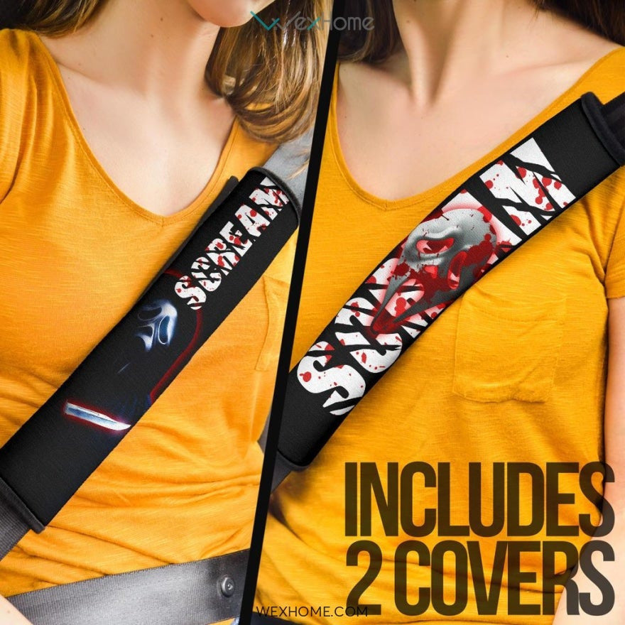 Horror Movie Seat Belt Covers | Ghost Face Hunting With Knife Belt Covers