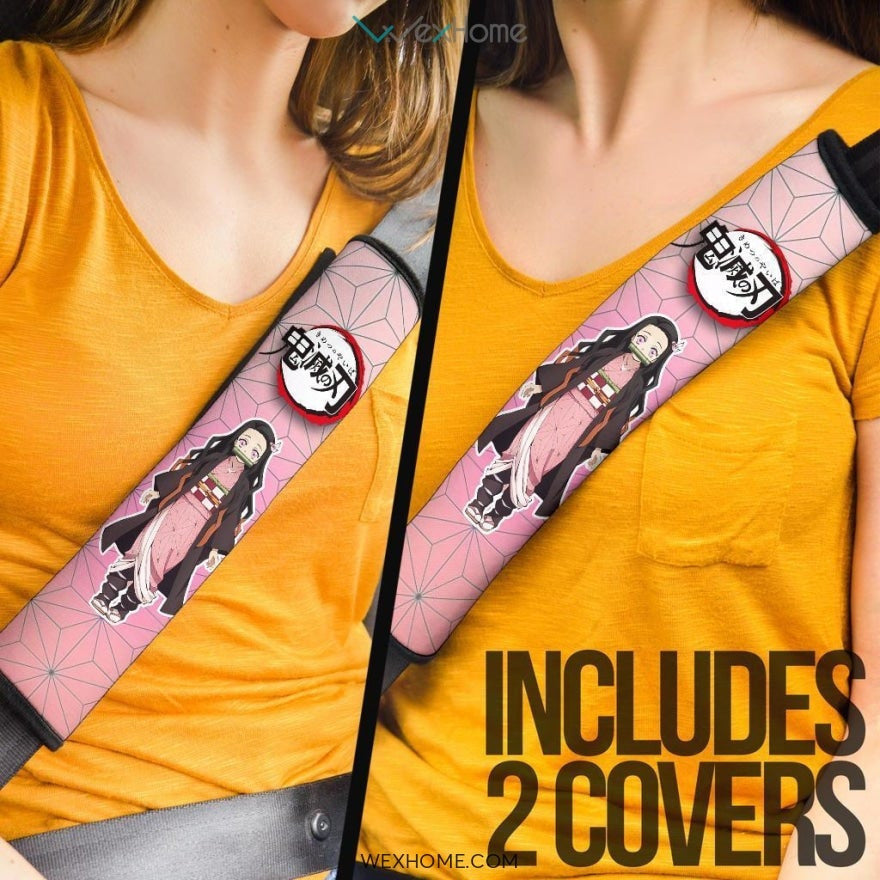 Nezuko Seat Belt Covers Demon Slayers Anime Car Accessories