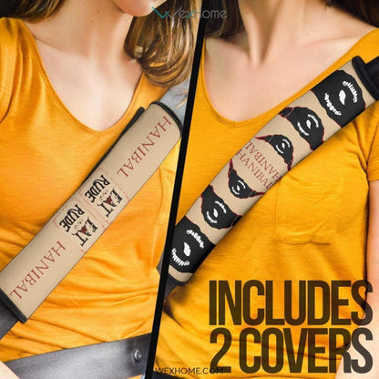 Horror Movie Seat Belt Covers | Hanibal Eat The Rude Black Scary Mouth Patterns Belt Covers