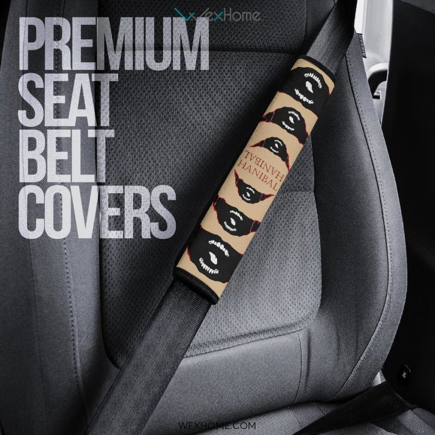 Horror Movie Seat Belt Covers | Hanibal Eat The Rude Black Scary Mouth Patterns Belt Covers