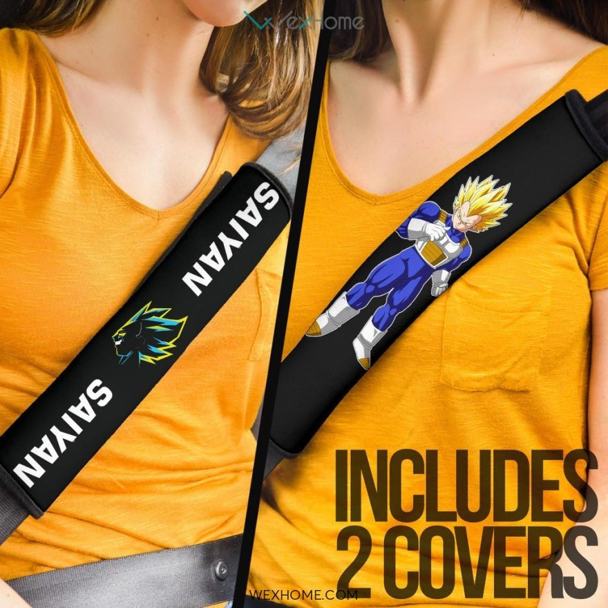Dragon Ball Anime Seat Belt Covers | Vegeta Saiyan Minimal Belt Covers