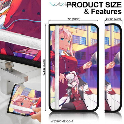 Darling In The Franxx Anime Seat Belt Covers | Evil Captain Zero Two At School Belt Covers