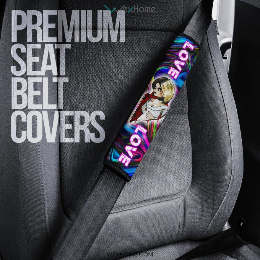 Horror Movie Seat Belt Covers | Chucky And Tiffany Love Bloody Heart Belt Covers