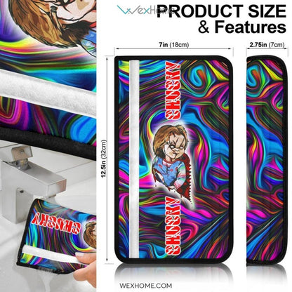 Horror Movie Seat Belt Covers | Chucky And Tiffany Love Bloody Heart Belt Covers