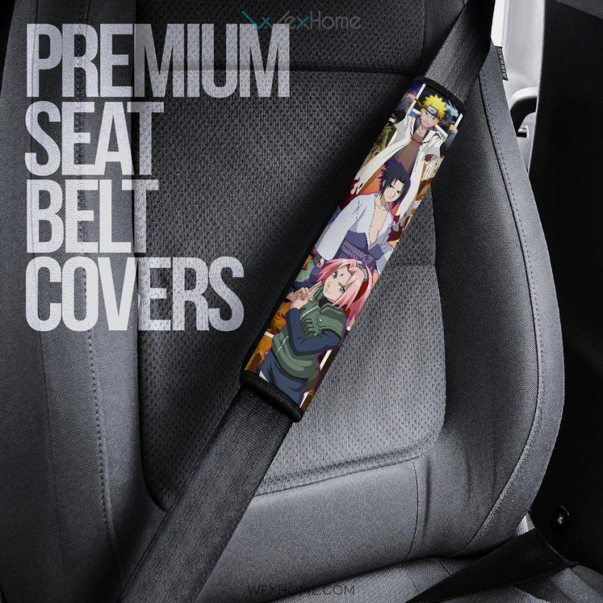 Naruto Anime Seat Belt Covers | Team 7 Naruto Power Moments Yellow Theme Belt Covers