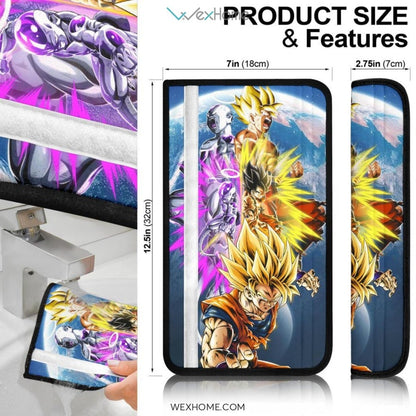 Dragon Ball Anime Seat Belt Covers | DB Yellow Goku Vs Purple Frieza Outside The Earth Belt Covers