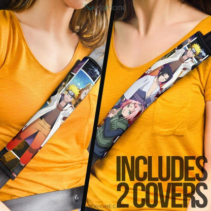 Naruto Anime Seat Belt Covers | Team 7 Naruto Power Moments Yellow Theme Belt Covers