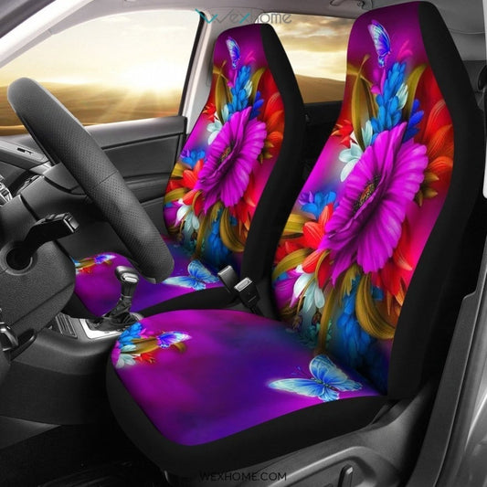 2pcs Butterflies and flowers Car Seat Cover