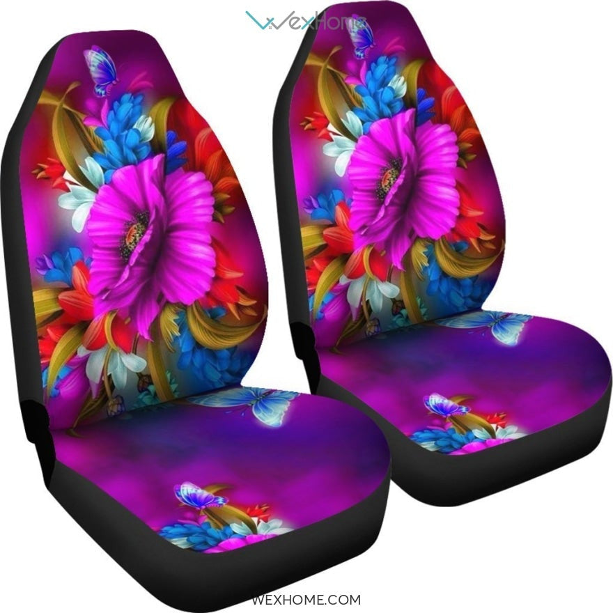 2pcs Butterflies and flowers Car Seat Cover