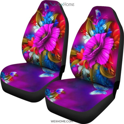 2pcs Butterflies and flowers Car Seat Cover
