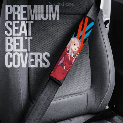 Darling In The Franxx Anime Seat Belt Covers | Cute Zero Two Red Monster Hug Hiro Belt Covers