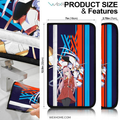 Darling In The Franxx Anime Seat Belt Covers | Strelizia Darling With Zero Two Pretty Girl Standing Belt Covers