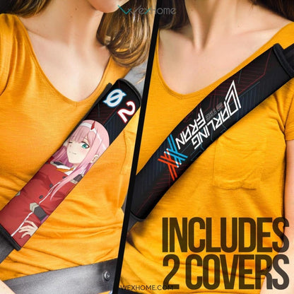Darling In The Franxx Anime Seat Belt Covers | Zero Two Code 002 Neon Text Belt Covers