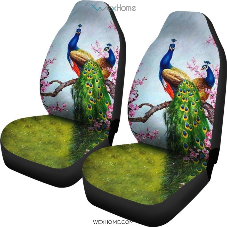 2pcs Peacock Car Seat Cover