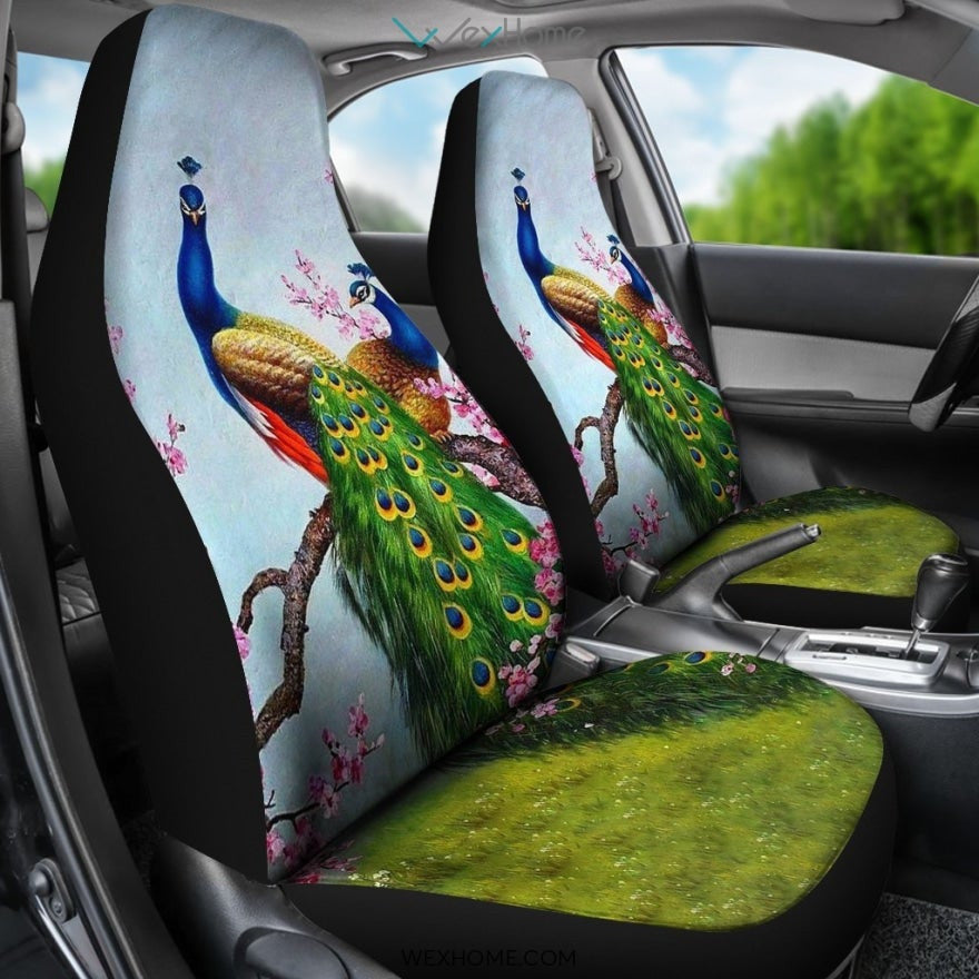 2pcs Peacock Car Seat Cover