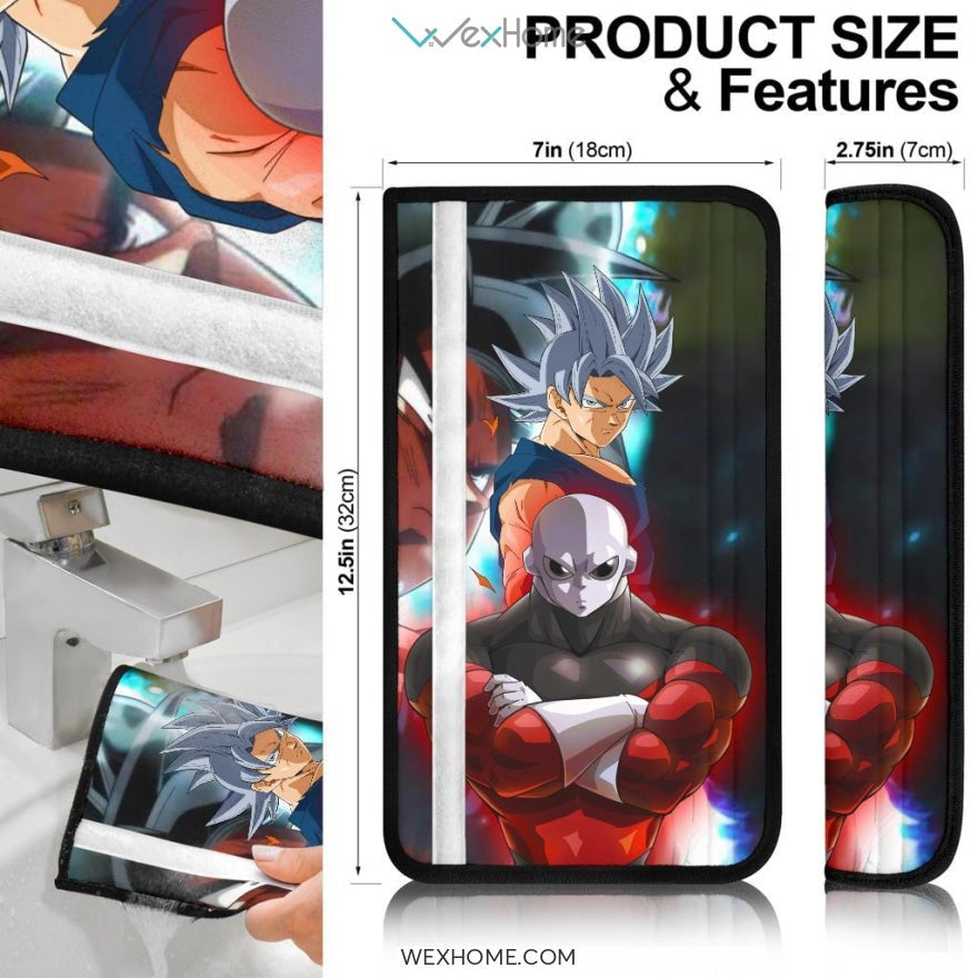 Dragon Ball Anime Seat Belt Covers | DB Goku White Hair Blue Vapor Vs Jiren Fighting Moments Belt Covers