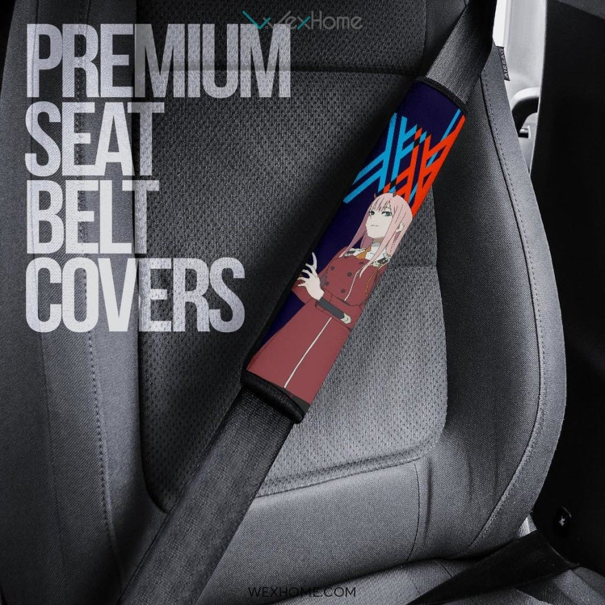 Darling In The Franxx Anime Seat Belt Covers | Strelizia Darling With Zero Two Pretty Girl Standing Belt Covers