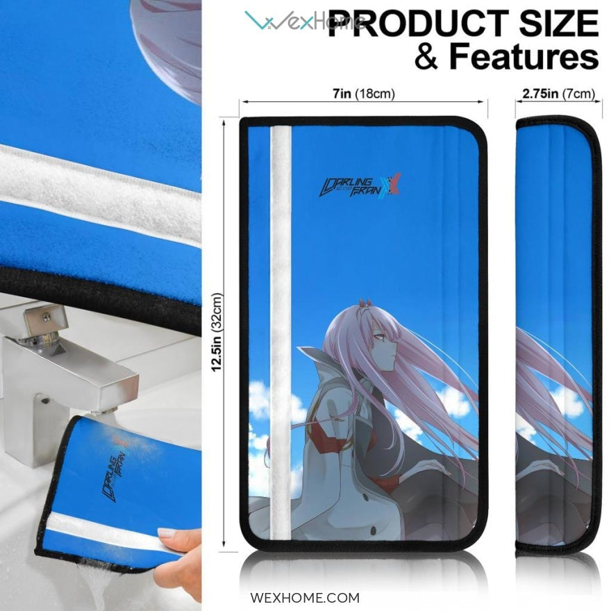Darling In The Franxx Anime Seat Belt Covers | Sad Zero Two 002 With Strelitzia Darling In The Sky Belt Covers