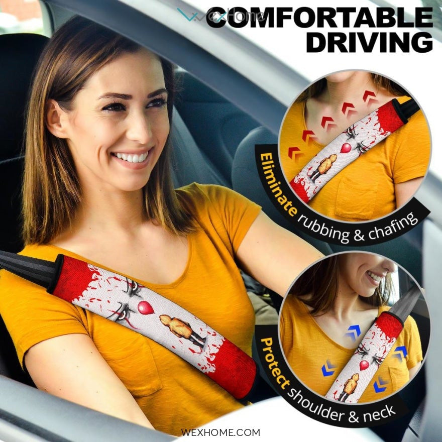 Horror Movie Seat Belt Covers | IT Pennywise Face Bloody Belt Covers