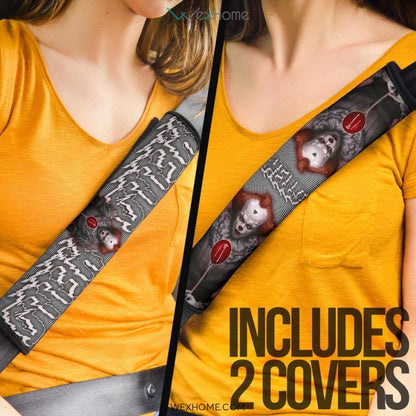 Horror Movie Seat Belt Covers | IT Pennywise Black White Hello Spiral Belt Covers