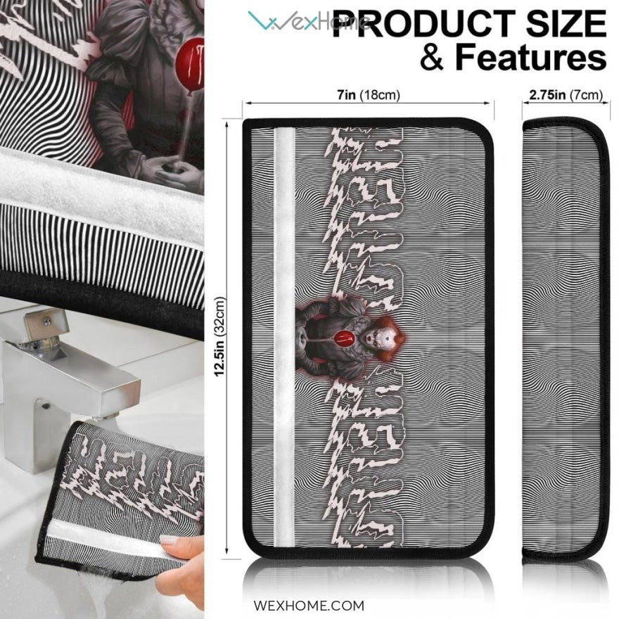 Horror Movie Seat Belt Covers | IT Pennywise Black White Hello Spiral Belt Covers