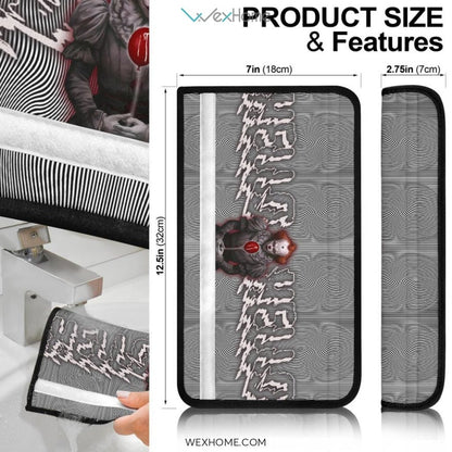 Horror Movie Seat Belt Covers | IT Pennywise Black White Hello Spiral Belt Covers