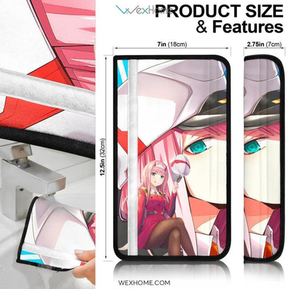 Darling In The Franxx Anime Seat Belt Covers | Pretty Captain Zero Two White Fanart Belt Covers