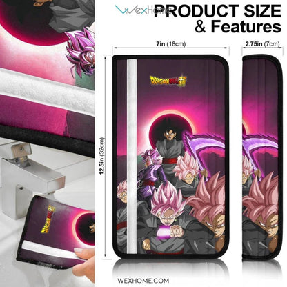 Dragon Ball Anime Seat Belt Covers | DB Evil Black Goku Pink Hair Vs Goku Black Hair Belt Covers