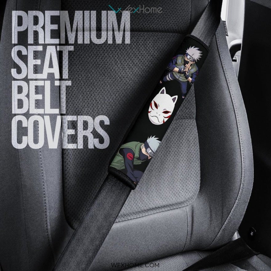 Naruto Anime Seat Belt Covers | Kakashi Power Moments Anbu Face Mask Belt Covers