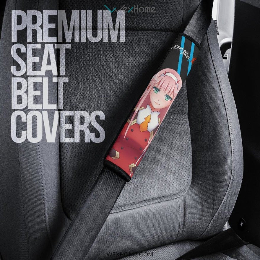 Darling In The Franxx Anime Seat Belt Covers | Zero Two 002 Beauty Artwork Black Belt Covers