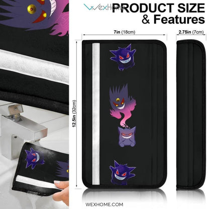 Pokemon Anime Seat Belt Covers | Evil Gengar Neon Patterns Dark Belt Covers