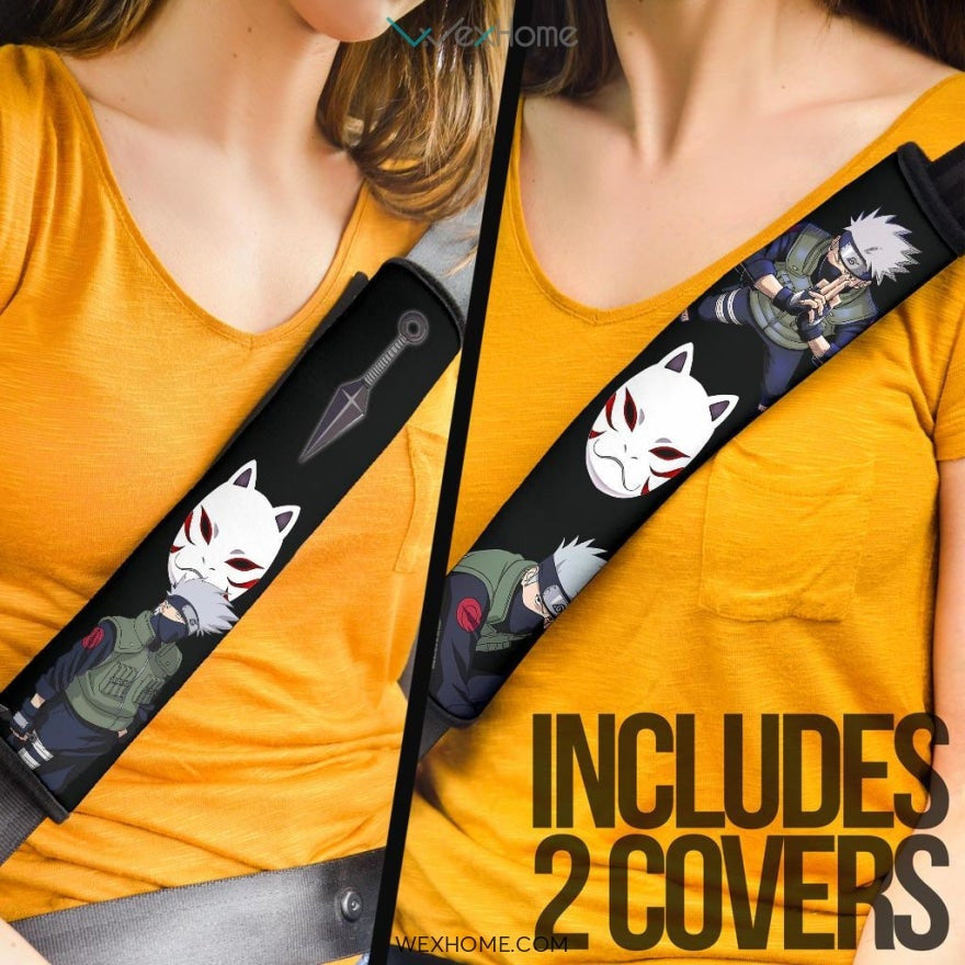 Naruto Anime Seat Belt Covers | Kakashi Power Moments Anbu Face Mask Belt Covers