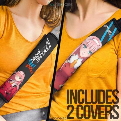 Darling In The Franxx Anime Seat Belt Covers | Zero Two 002 Beauty Artwork Black Belt Covers