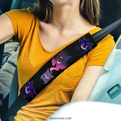 Pokemon Anime Seat Belt Covers | Evil Gengar Neon Patterns Dark Belt Covers