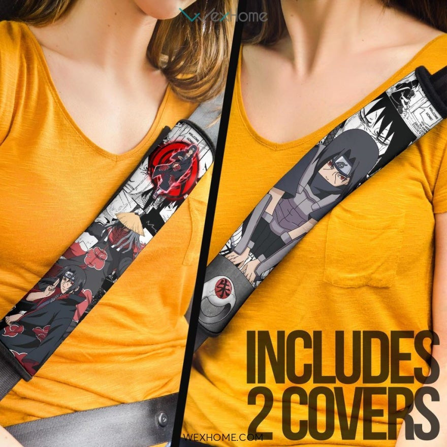 Naruto Anime Seat Belt Covers | Itachi Uchiha Sharingan Moments In Akatsuki Mix Comic Belt Covers
