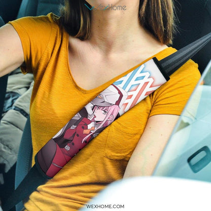 Darling In The Franxx Anime Seat Belt Covers | Captain Zero Two XX Neon Belt Covers