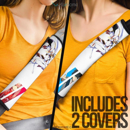 Darling In The Franxx Anime Seat Belt Covers | Zero Two And Hiro Goodbye Red And Blue Belt Covers