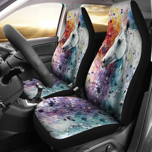 2pcs Car Seat Cover - Horse White Color