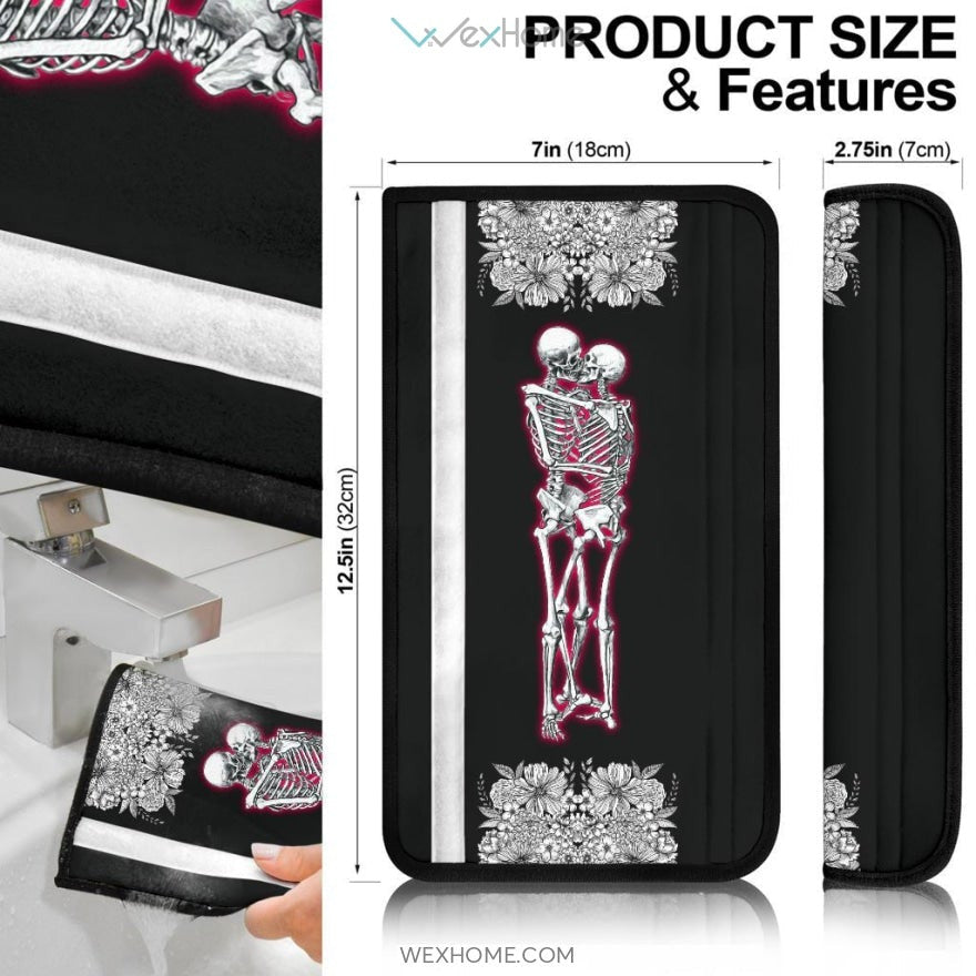 Same Love Skeleton Hug Flower Garden Black White Seat Belt Covers