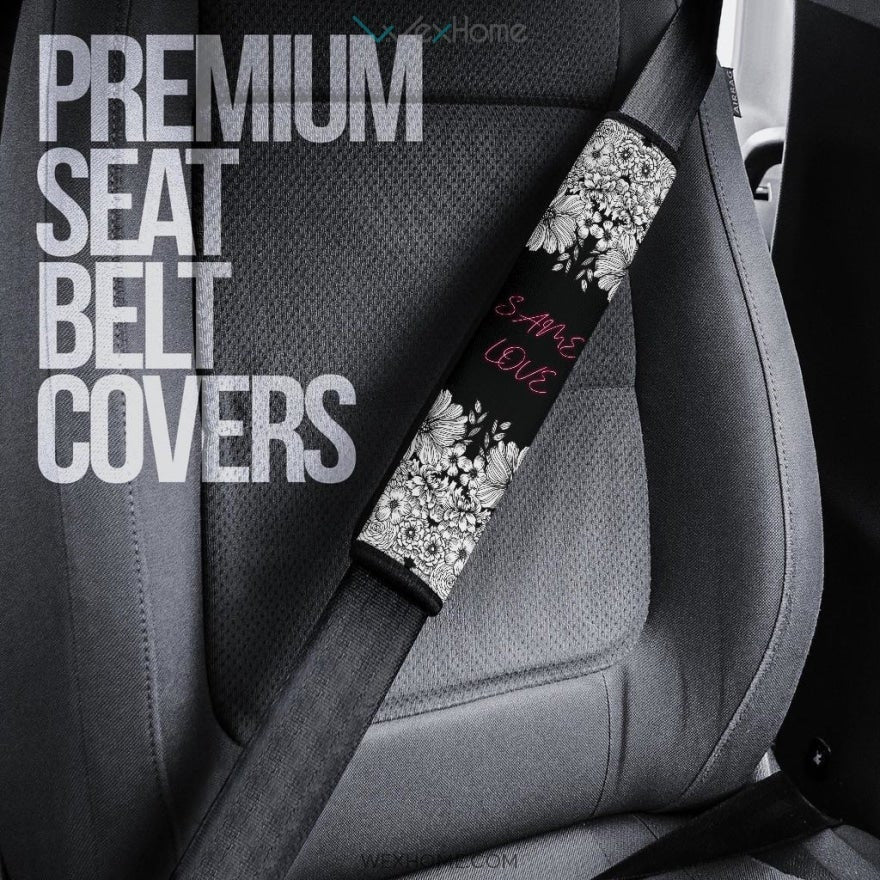 Same Love Skeleton Hug Flower Garden Black White Seat Belt Covers