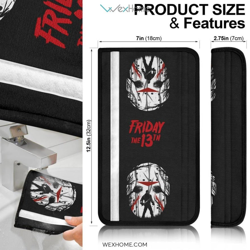 Horror Movie Seat Belt Covers | Jason Voorhees In Forest Mask Belt Covers